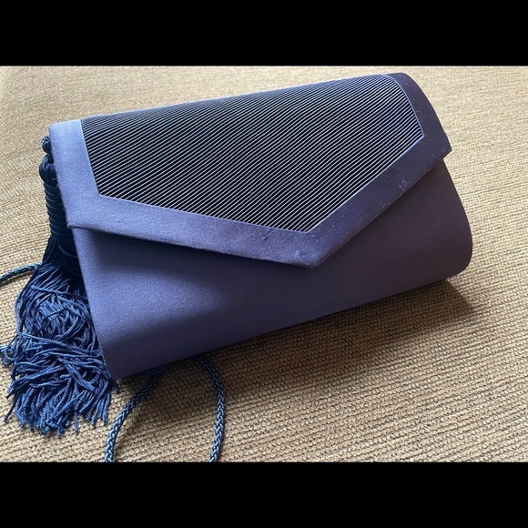 Valerie Stevens Handbags - VALERIE STEVENS Satin Navy Blue Purse